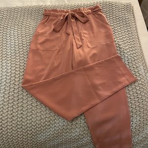 Pink belted paper bag pants